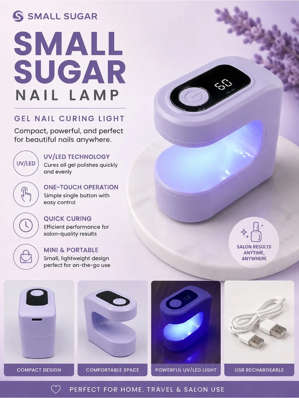 Small Sugar Purple UV/LED Gel Nail Lamp